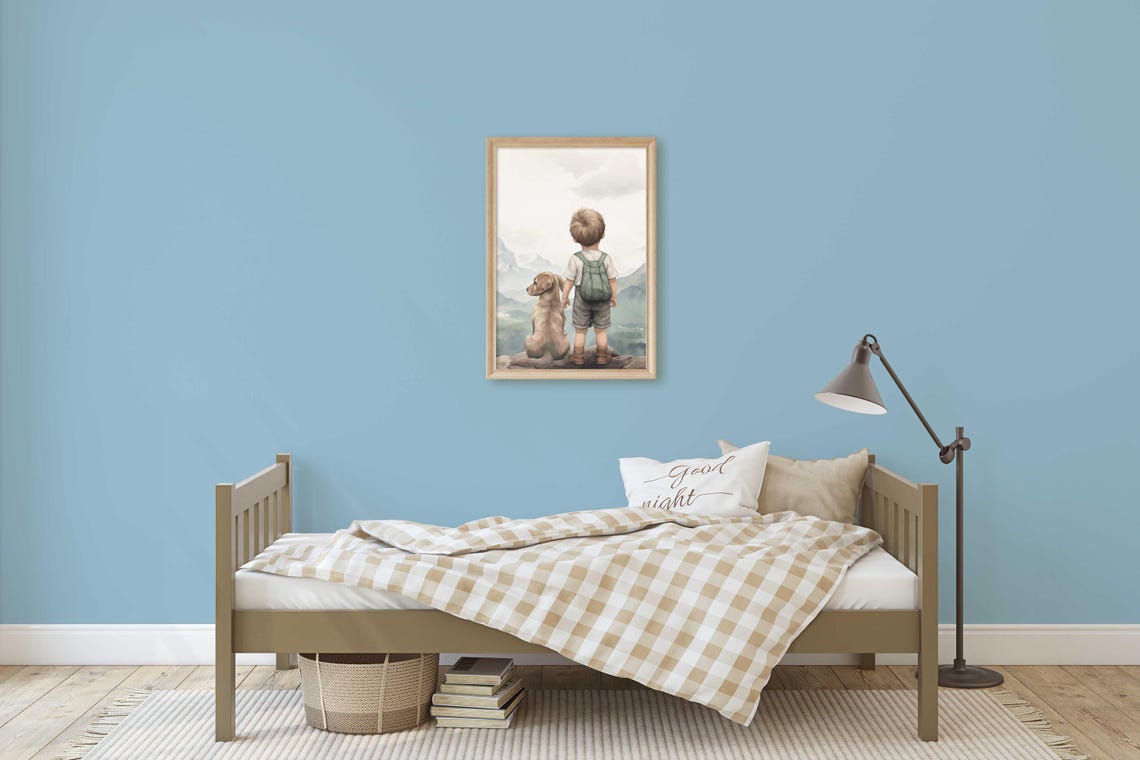 Golden Retriever Nursery Decor Boy Dog Painting Golden Retriever Art Print Puppy Nursery Wall Art Kids Dog Wall Art For Boy - Image 3