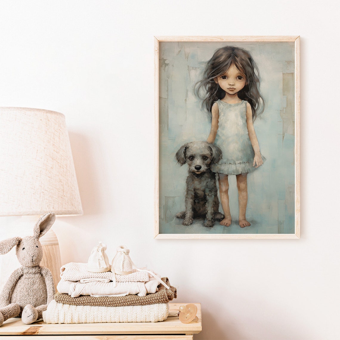 Dog Nursery Decor Girl And Dog Puppy Nursery Decor Girls Room Decor Dog Wall Art For Girls Bedroom Dog Decor Kids Kids Art - Image 2
