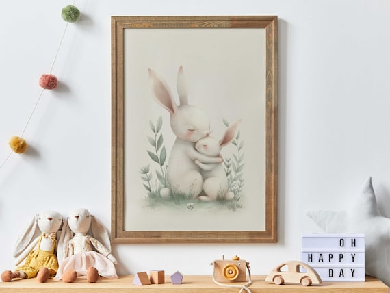 Cute Bunny Nursery Art Print Animal Nursery Decor Woodland Baby Animals Nursery Decor Baby Shower Gift Animal Nursery Art