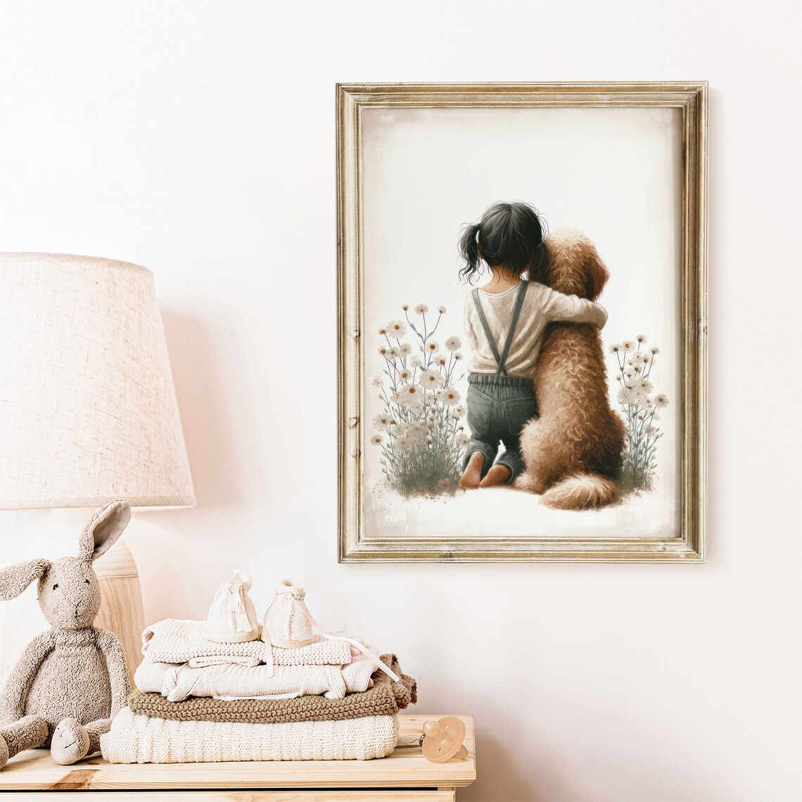 Goldendoodle Nursery Wall Art, Girl Dog Painting - Image 2