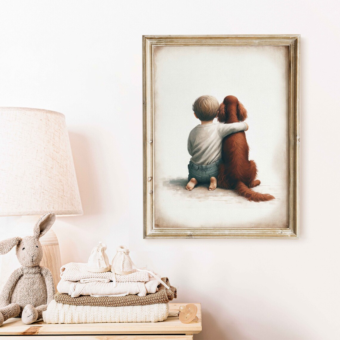Irish Setter Nursery Decor Art Print, Boy And Dog - Image 2