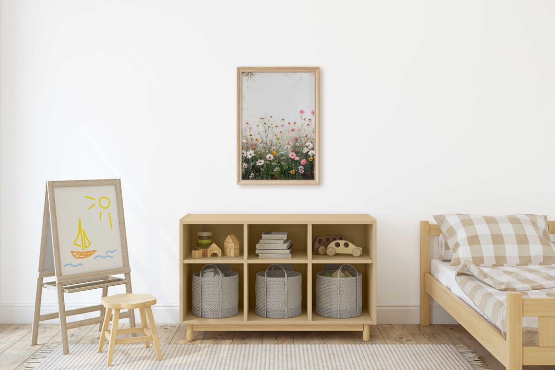 Pink And White Wildflower Meadow Vintage Floral Decor Poster - Image 2