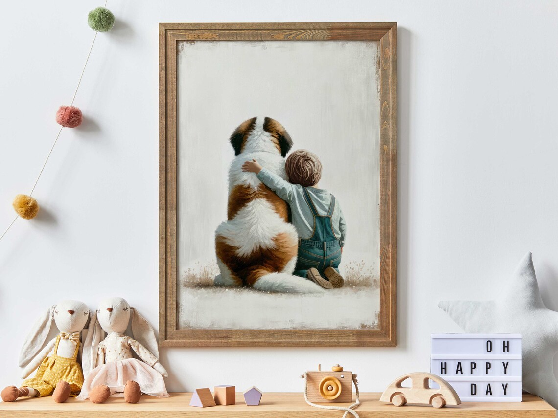 Saint Bernard Dog Print, Nursery Decor for Kids