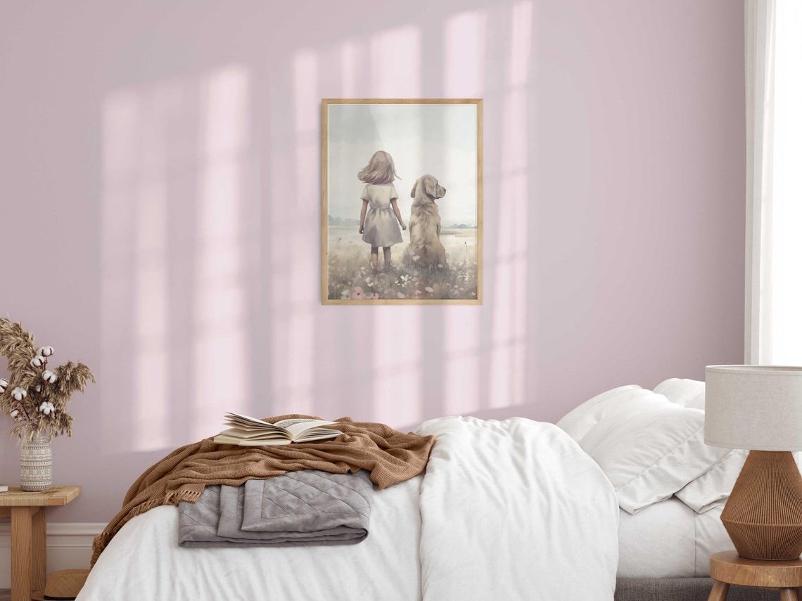 Golden Retriever Nursery Decor Dog Nursery Decor Golden Retriever Print Dog Art Girl Dog Print Girls Room Girl Wall Art - Image 2