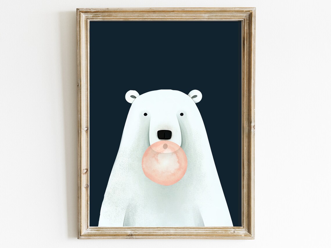 Bear Bubbles Minimalist Nursery Art Print - Image 2