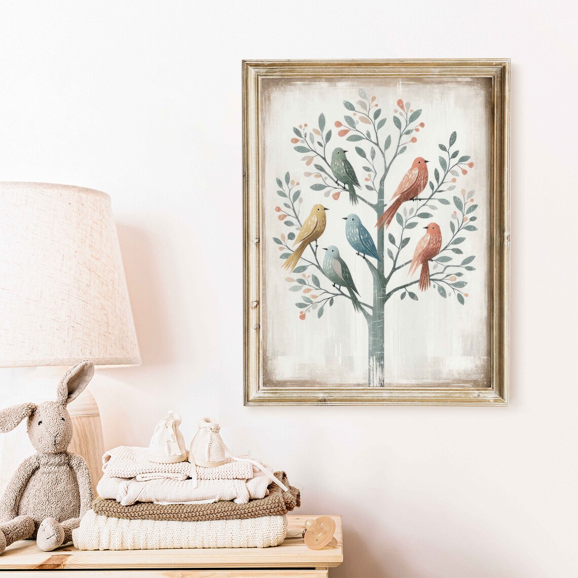 Rustic Bird Vintage Tree Wall Art, Farmhouse Print - Image 2