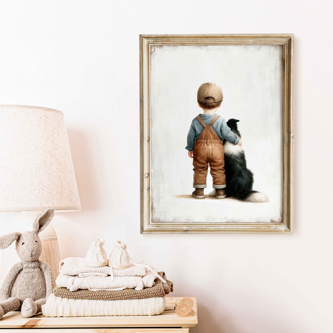 Border Collie Nursery Decor, Boy And Dog Art Print - Image 2