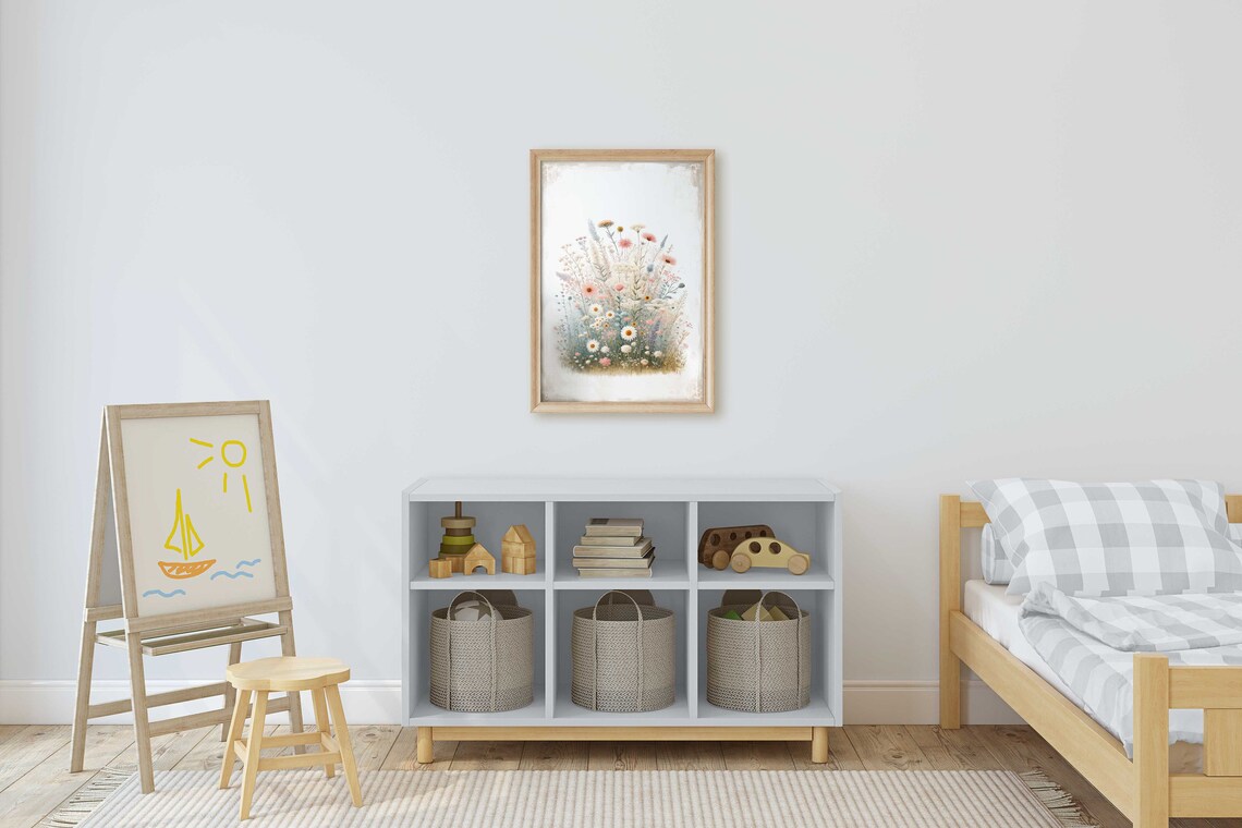Rustic Wildflower Art Print, Minimalist Floral Decor - Image 2