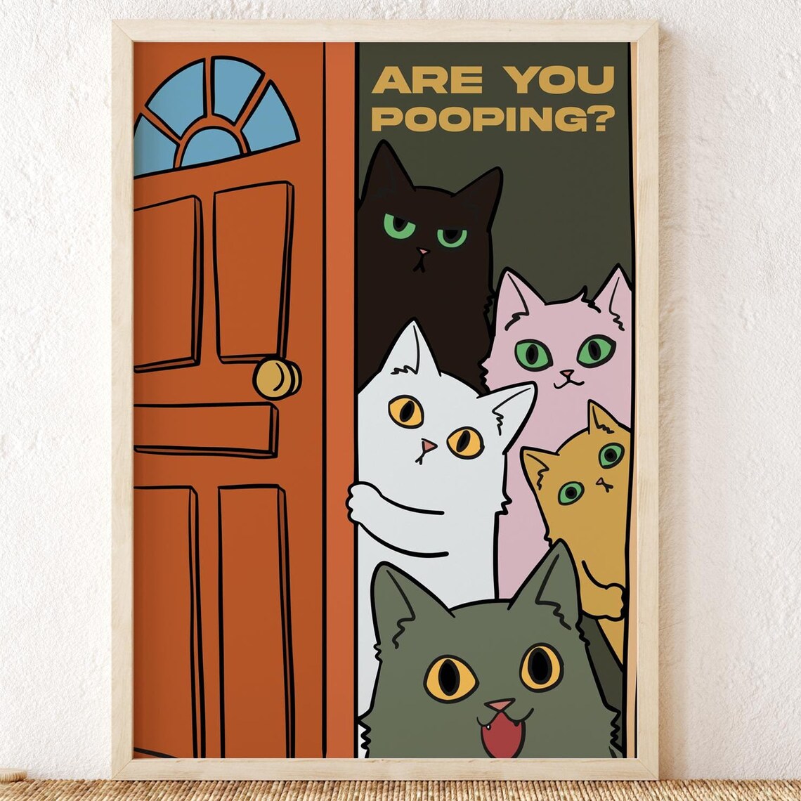 Are You Pooping Cat Funny Bathroom Art Print