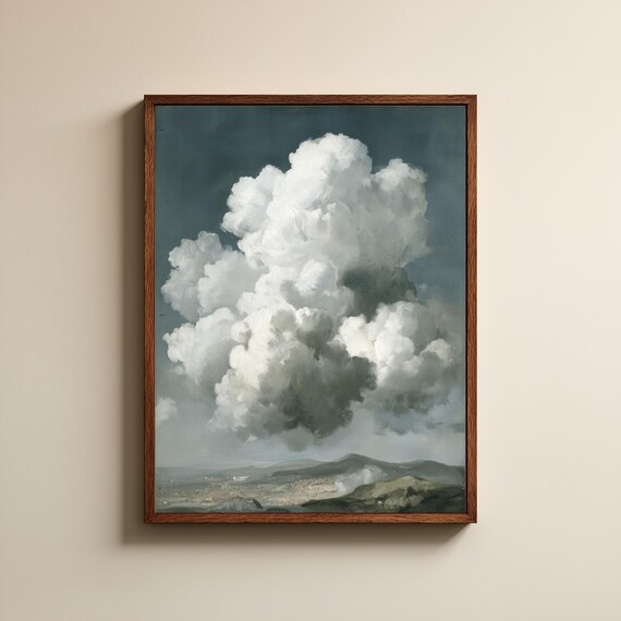 Minimalist Cloudscape Painting Soft Neutral Sky Wall Art