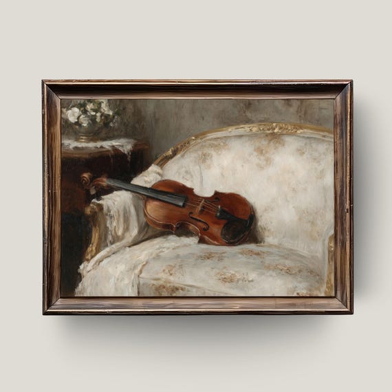 Vintage Violin Still Life Art Print Elegant Music Room Decor