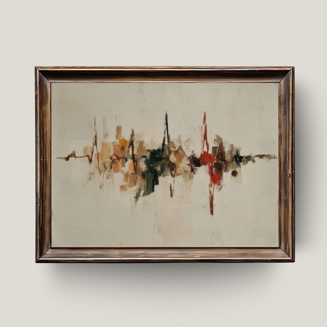 Abstract Heartbeat Line Earth Tone Modern Minimalist Wall Art