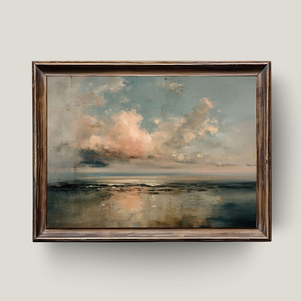 Pink Cloud Sunset Seascape Moody Abstract Ocean Painting Poster