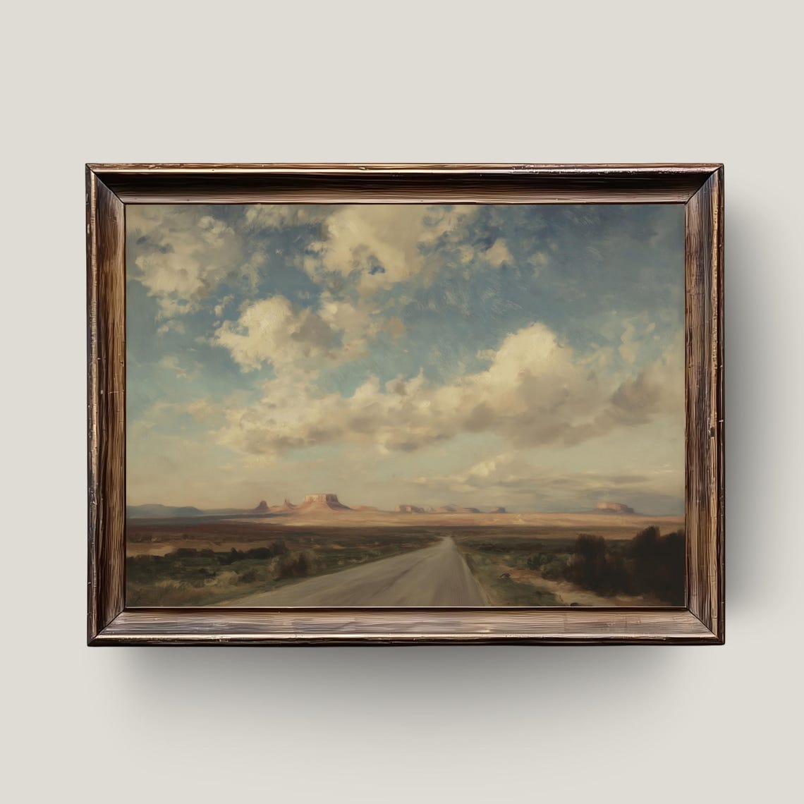Desert Road Southwest Landscape Mesas Big Sky Oil Painting Print