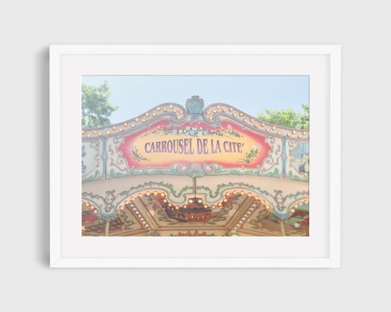 French Carousel Art Print, Nursery Decor Paris