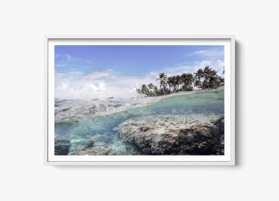 Coastal Ocean Palm Trees, Beach Decor Art Print