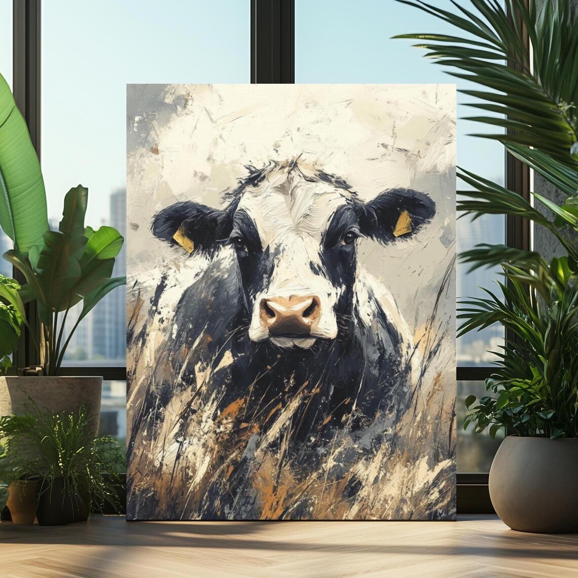 Cow Wall Art, Rustic Farmhouse Poster Print