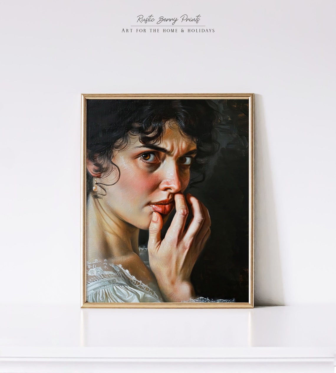 Wide Eyed Vintage Lady Holding Nose Amusing Bathroom Humor Wall Poster