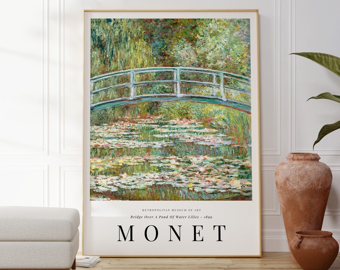 Monet Bridge Over Water Lilies Art Print, Impressionism