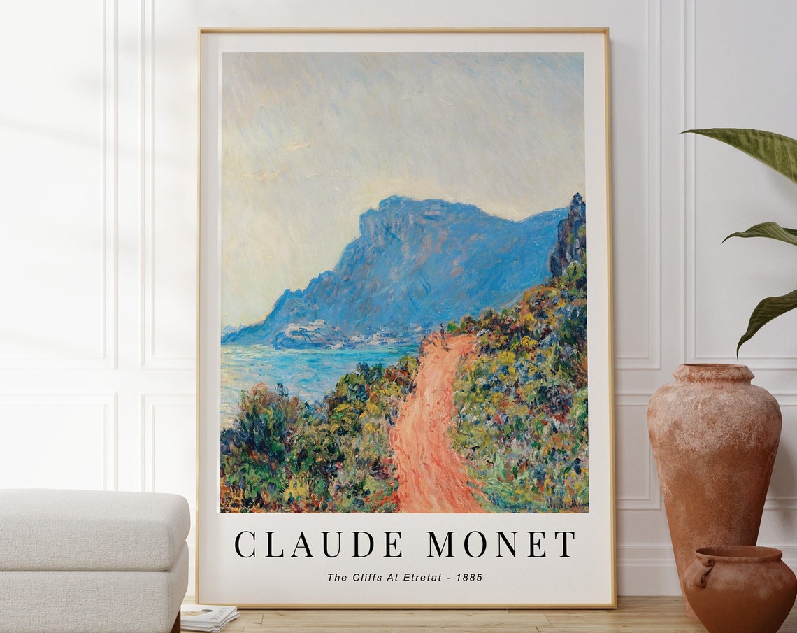 Monet The Cliffs At Etretat Art Poster Famous Landscape Impressionism Print Natural Scenic View Elegant Artwork Gallery Art Decor Gift