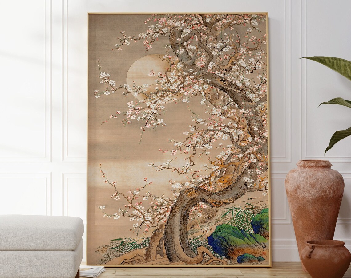 Japanese Plum Blossom Botanical Landscape Art Print