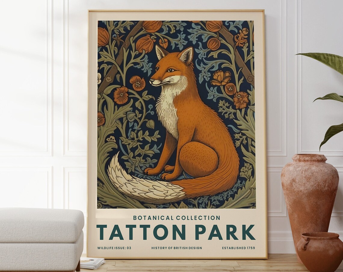 Tatton Park Botanical Collection Fox William Morris Style Nature Poster