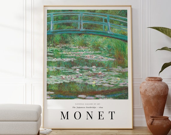 Monet The Japanese Footbridge Poster Famous Landscape Painting Green Natural Print Botanical Nature Inspired Gift Gallery Wall Art Decor