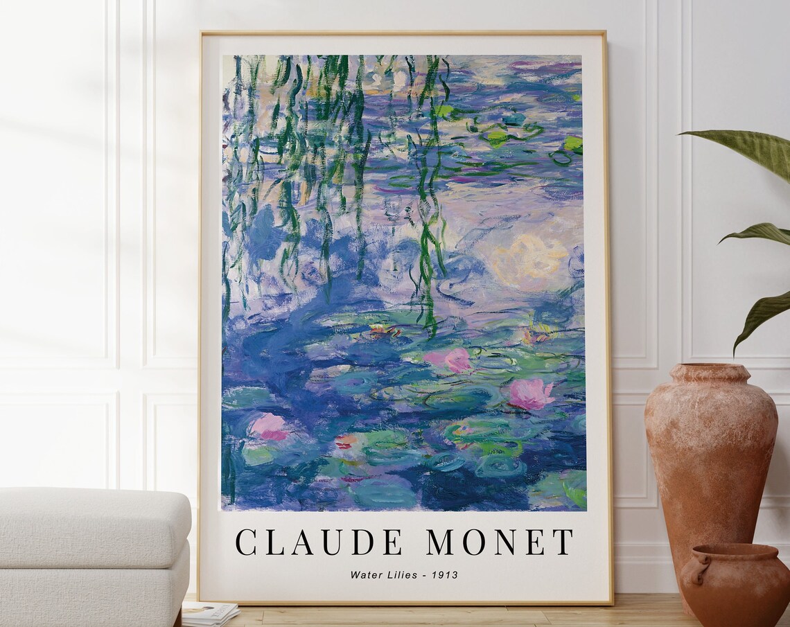 Claude Monet Blue Water Lilies Botanical Poster Print