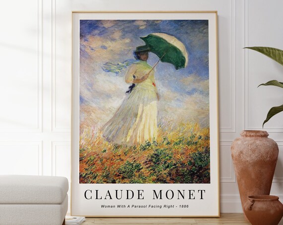 Claude Monet Woman With Parasol 1886 Facing Right Golden Field Poster