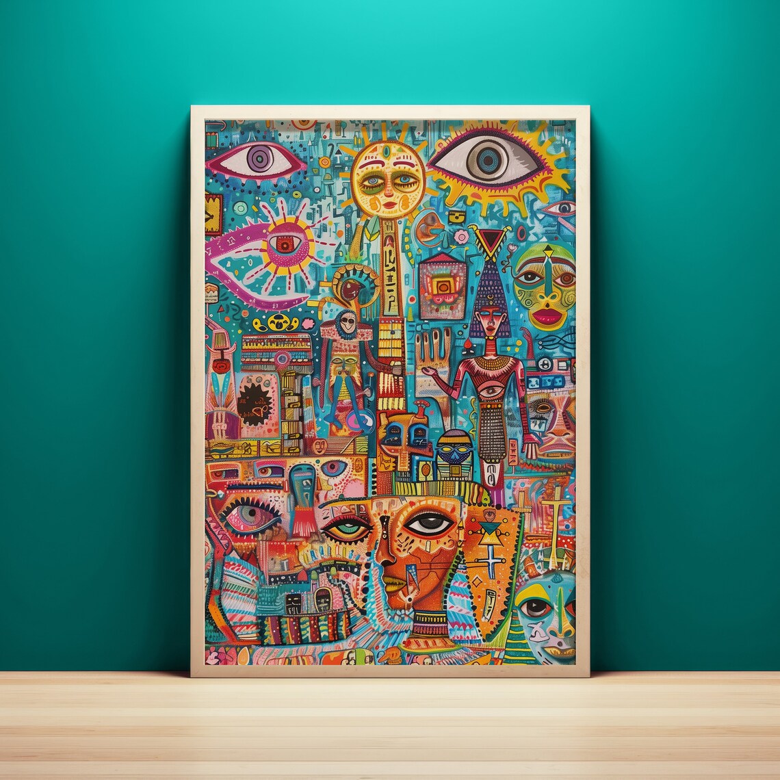 Maximalist Ancient Egypt Illustration Wall Art Modern Eclectic Painting Trippy Pop Art Poster Hippy Wall Art - Image 2