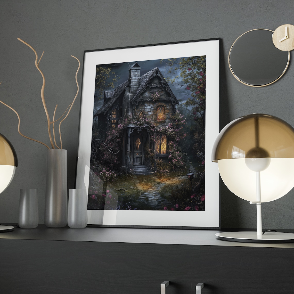 Enchanted Witch Cottage, Moody Witchcore Art Print - Image 4