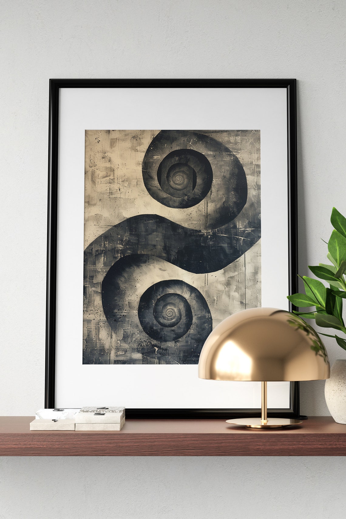 Retro Spiral Abstract Art Monochrome Swirl Vintage Wall Poster - Image 2