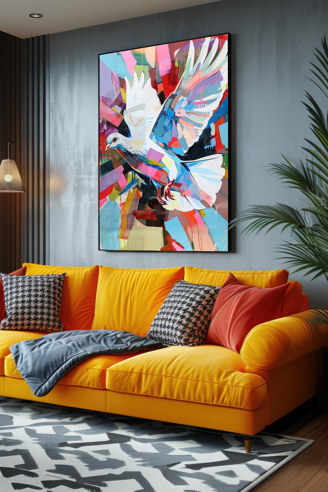 White Dove Peace Bird Colorful Abstract Pop Art Flight Poster - Image 2