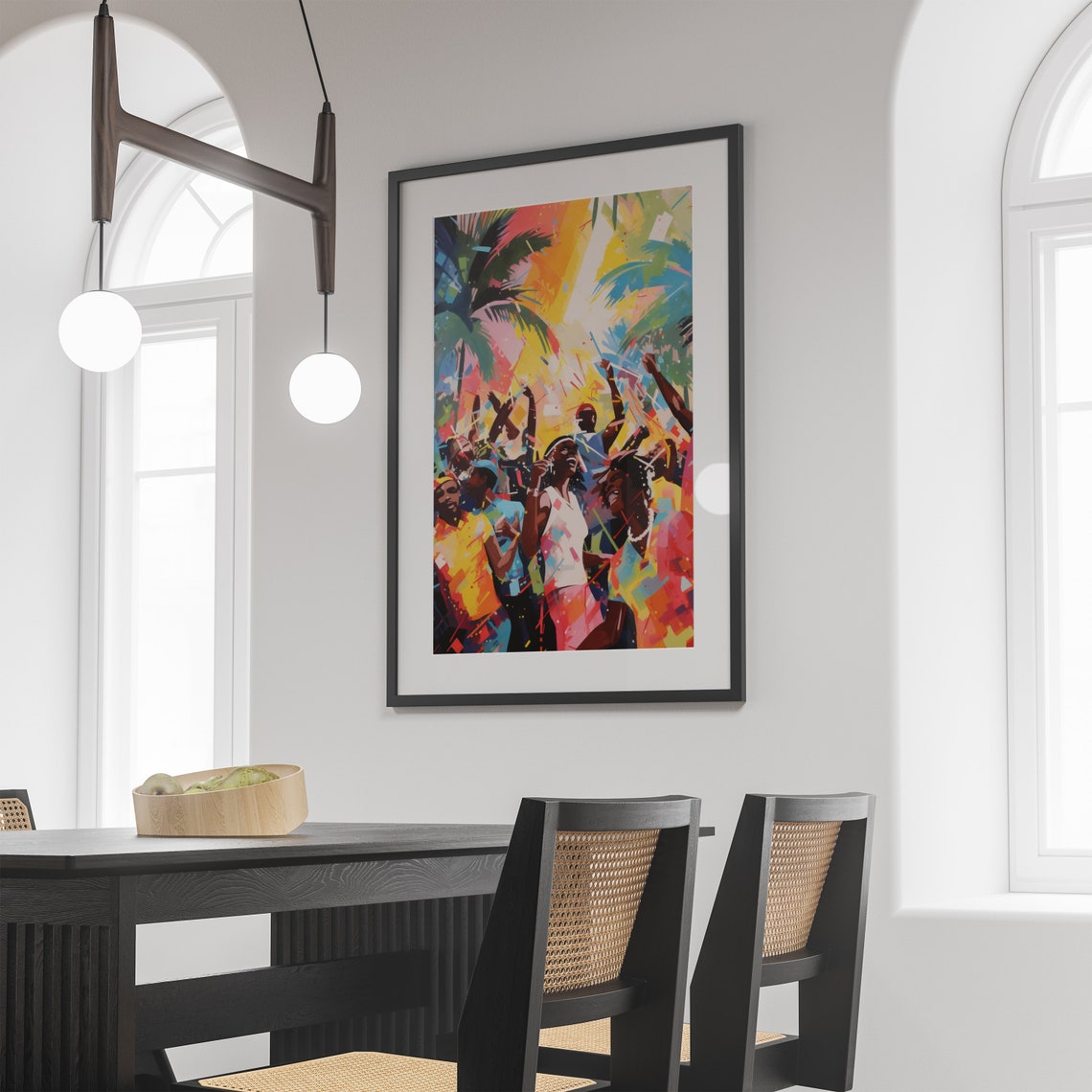 Vibrant Dancing Crowd Palm Trees Tropical Party Celebration Poster - Image 3