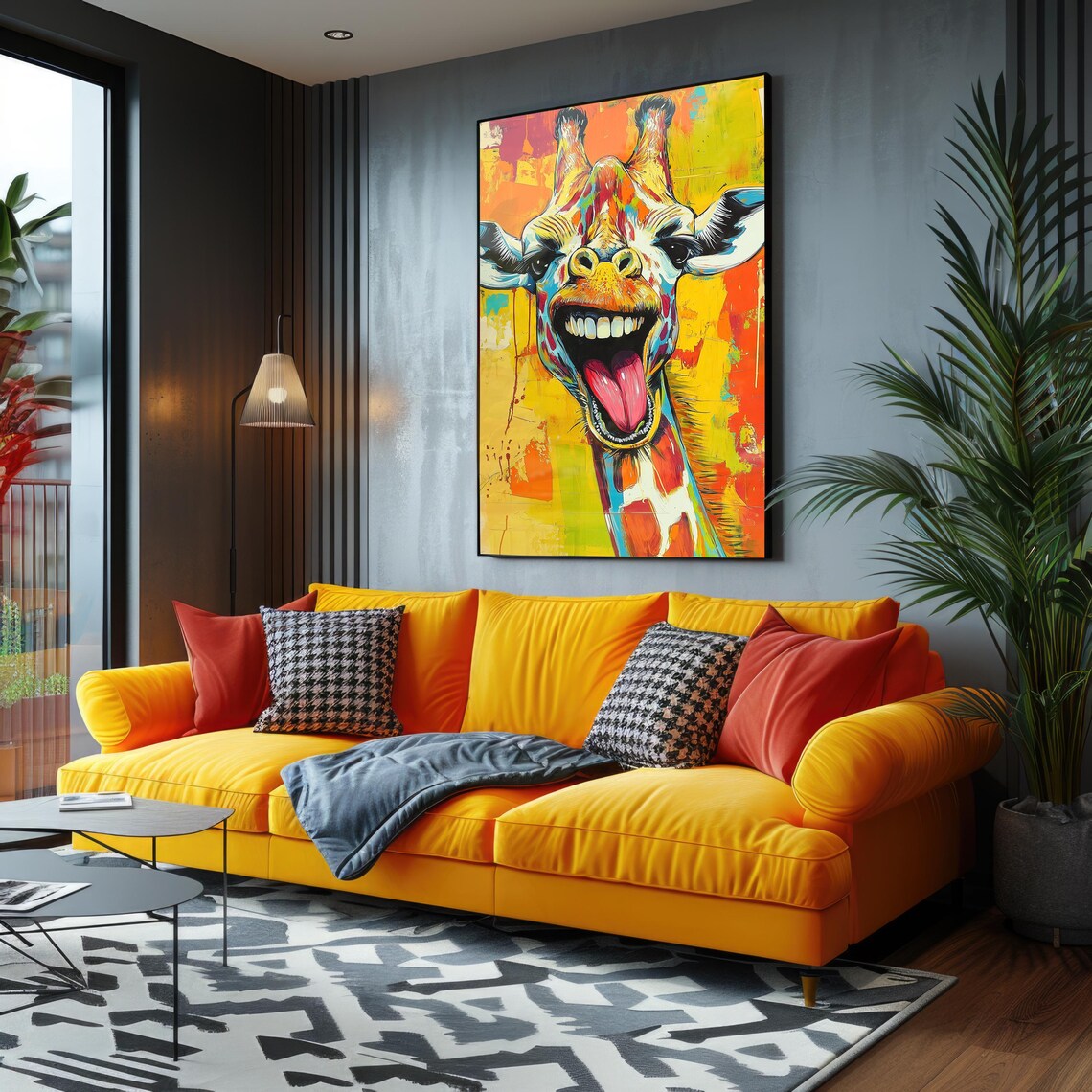 Funky Giraffe Pop Art Poster, Whimsical Animal Portrait - Image 2