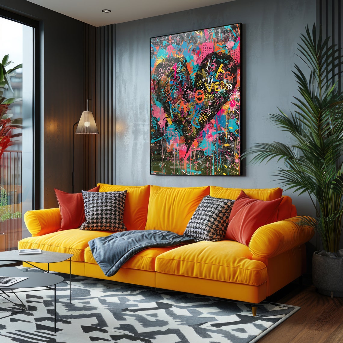 Graffiti Heart Pop Art Print Vibrant Neon Street Art Wall Decor - Image 4