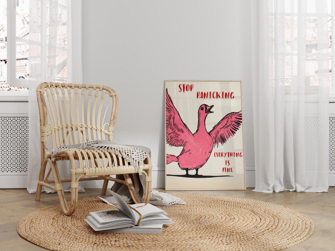 Stop Panicking Goose Motivational Poster, Funny Quote - Image 3