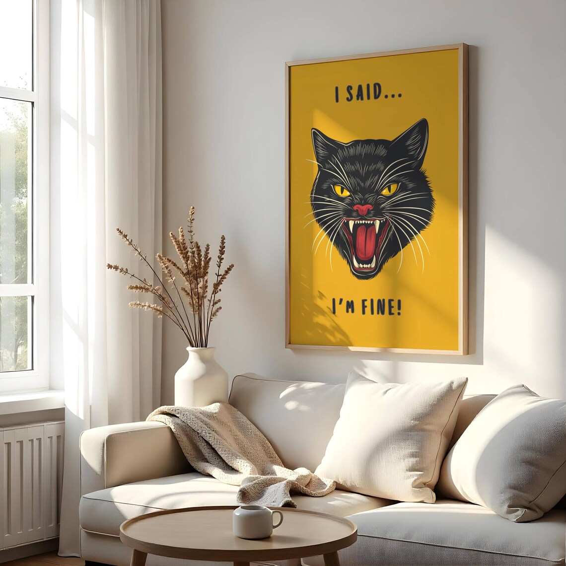 Black Cat Whimsical Funny Cat Illustration, Humorous Quote - Image 2