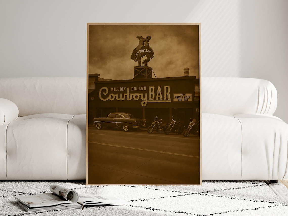 Million Dollar Cowboy Bar Vintage Sepia Photo Americana Poster