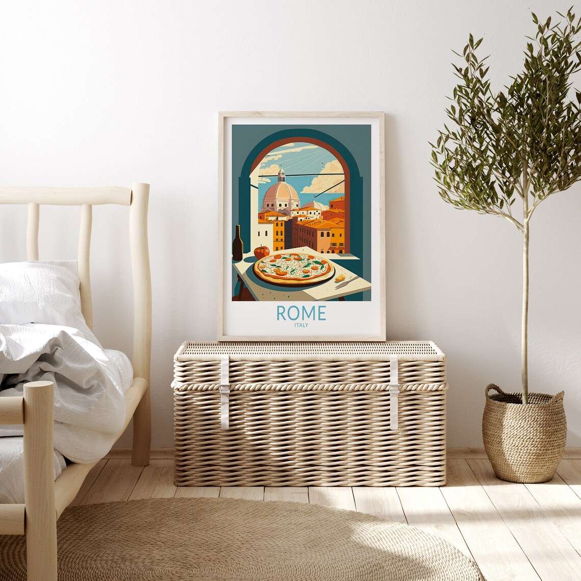Rome Italy Travel Poster, Italian Food Wall Art - Image 3