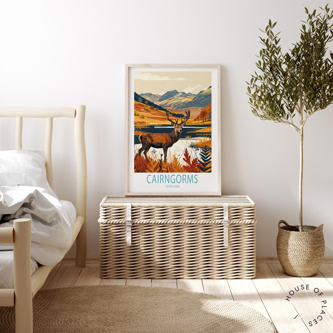Cairngorms Scotland Stag Travel Poster Autumn Highlands Scene - Image 4