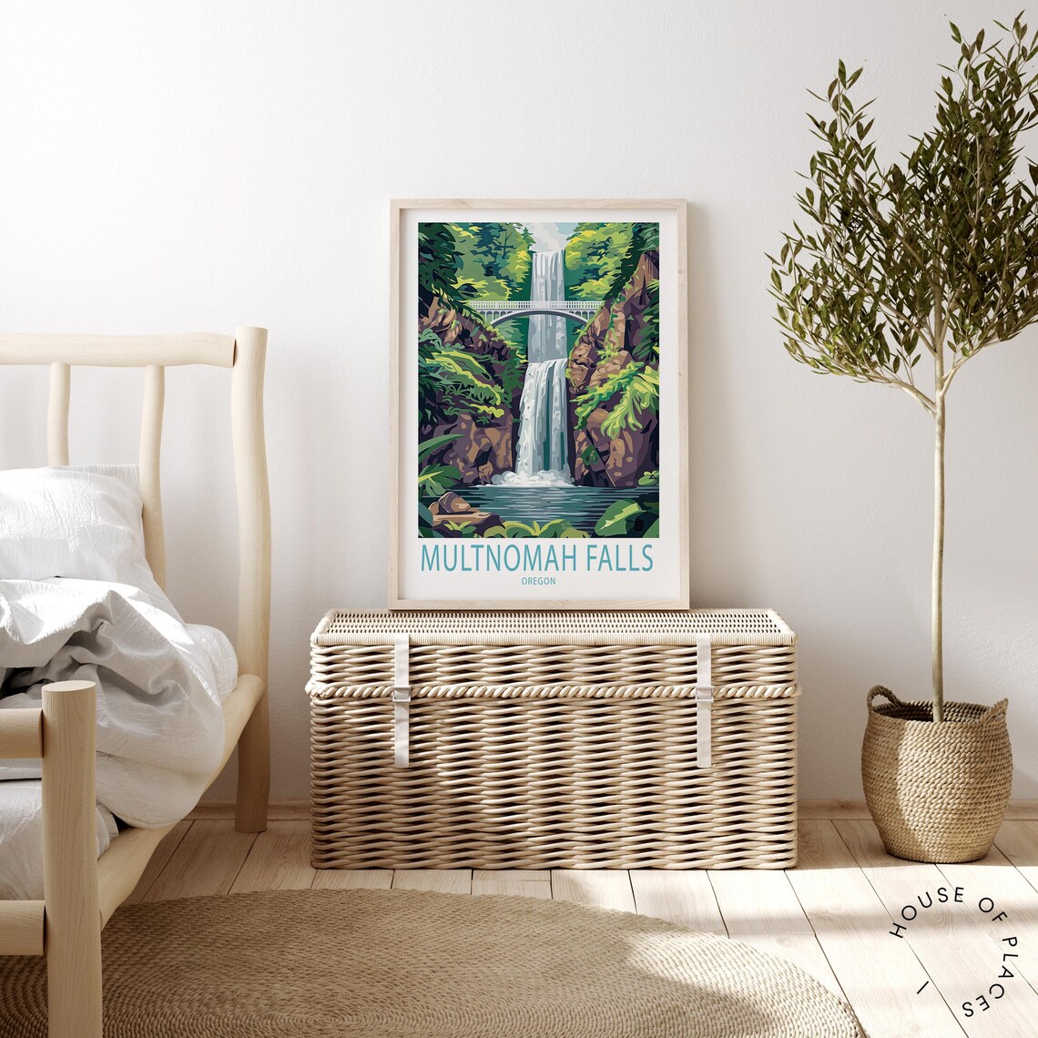 Multnomah Falls Travel Poster, Oregon Travel Print - Image 2