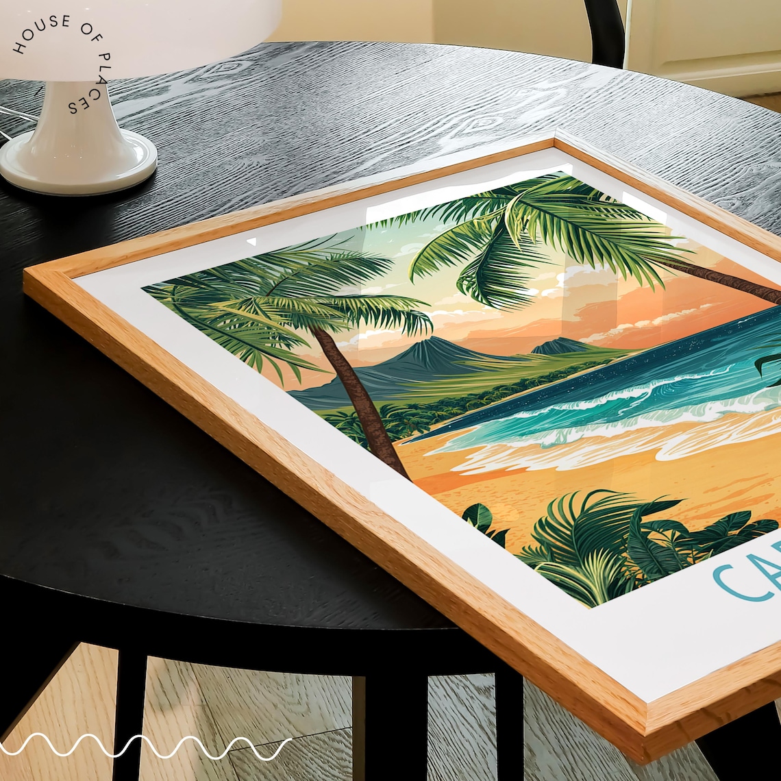 Cape Verde Africa Golden Tropical Beach Palm Trees Sunset Poster - Image 2
