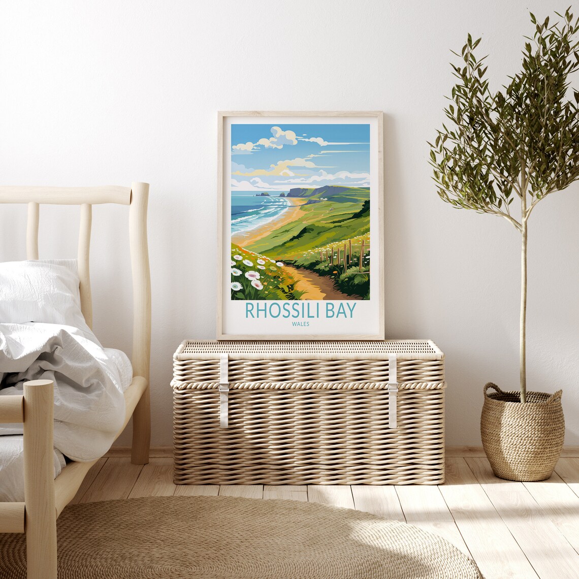 Rhossili Wales Landscape Travel Poster, Coastal View - Image 3