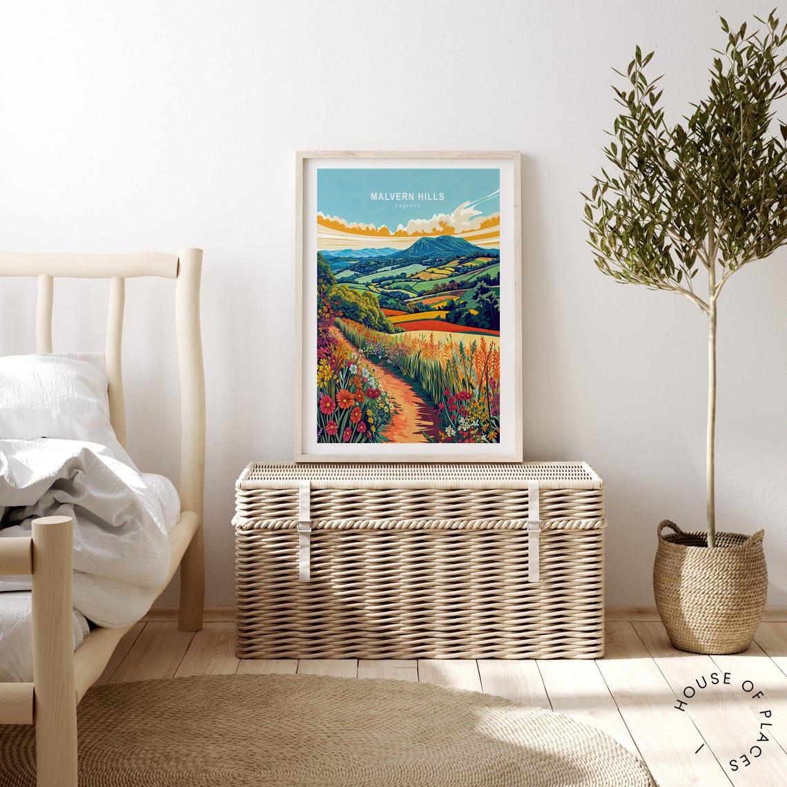 Malvern Hills England Travel Poster England Walla Art Print Malvern Hills Travel Print Home Decor Gifts Birthday Gifts - Image 2