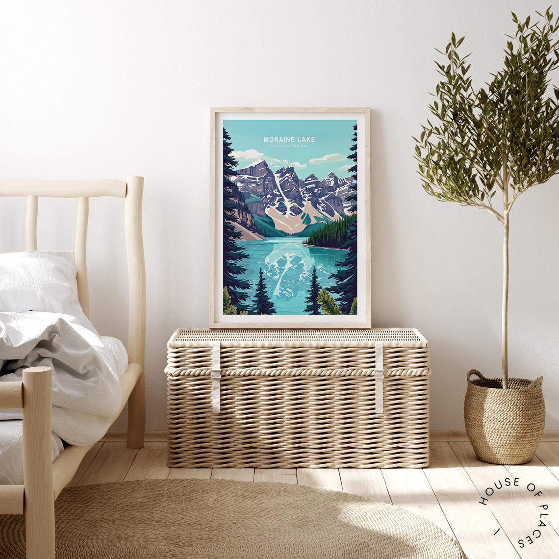 Moraine Lake Alberta Snowy Peaks Turquoise Water Alpine Canada Poster - Image 2