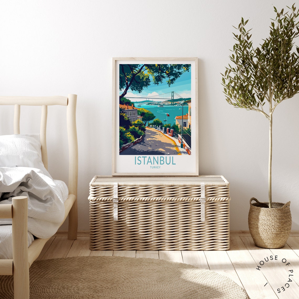 Istanbul Turkey Bosphorus Bridge Retro Vintage Travel Poster - Image 3