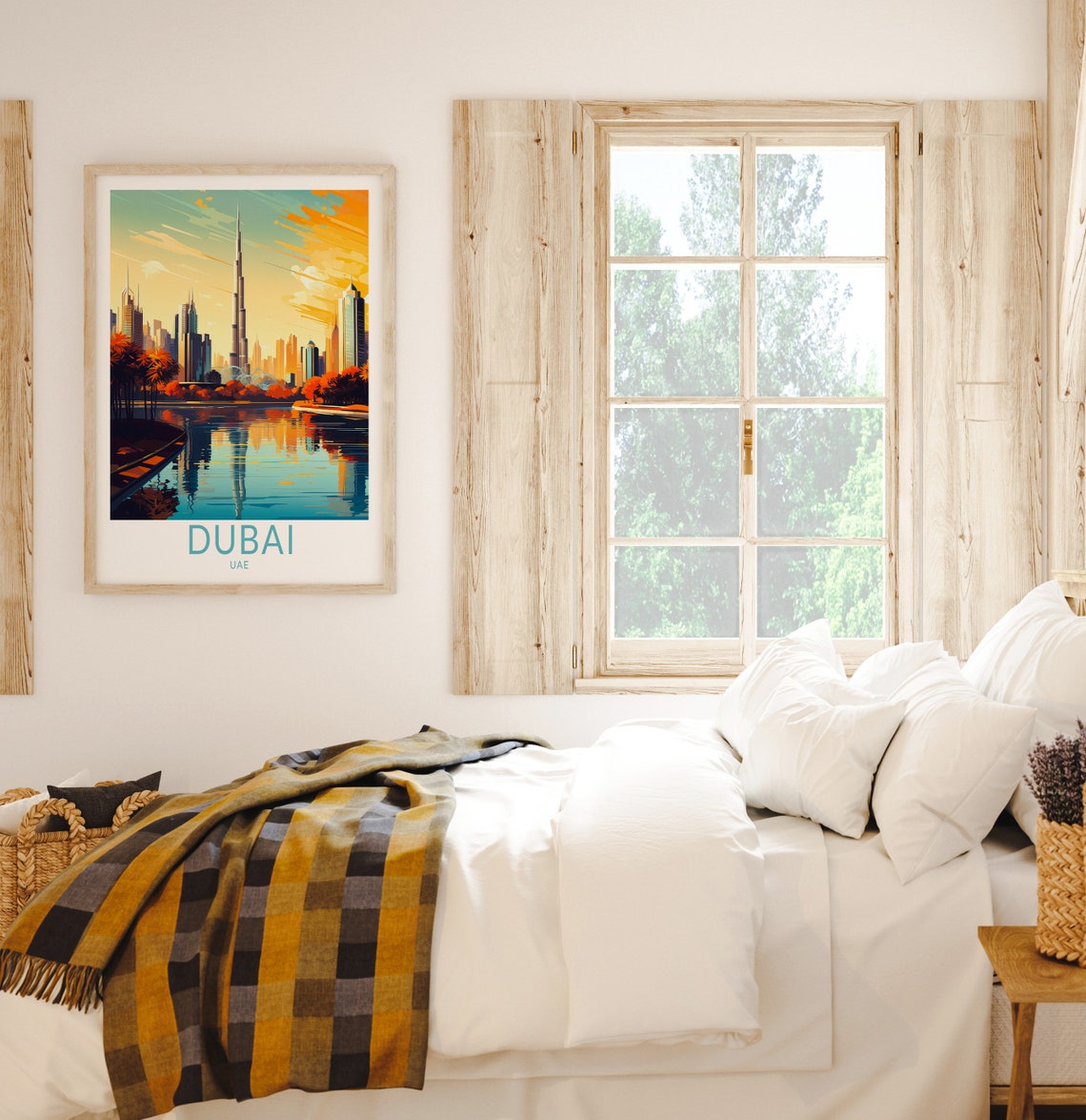 Dubai UAE Burj Khalifa Sunset Skyline Reflection Travel Poster - Image 2