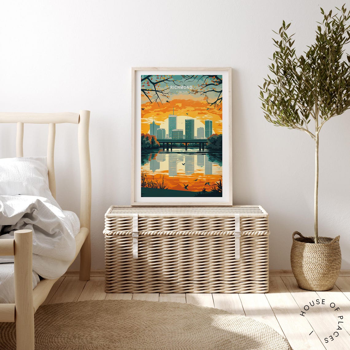 Richmond Virginia Sunset Skyline River Reflection Cityscape Poster - Image 2