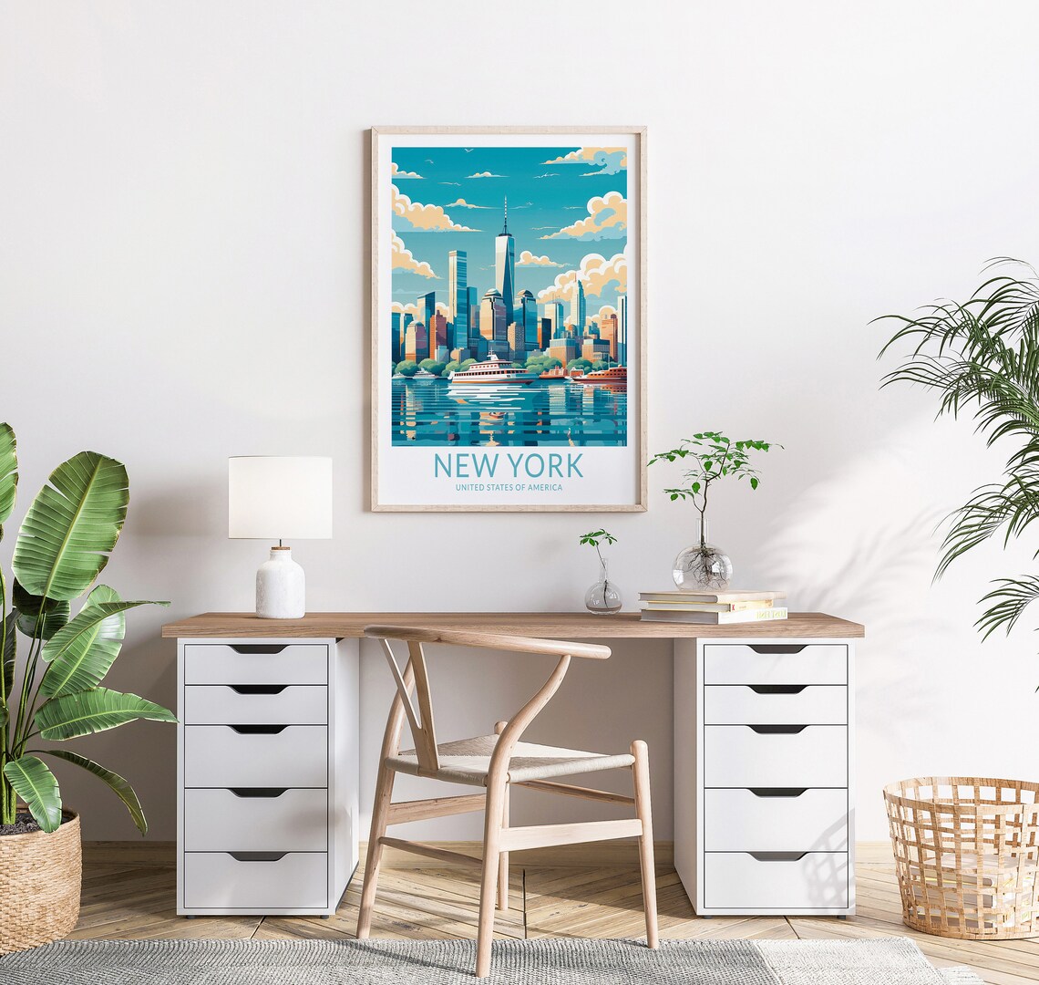 New York Skyline Travel Poster, City Wall Art - Image 2